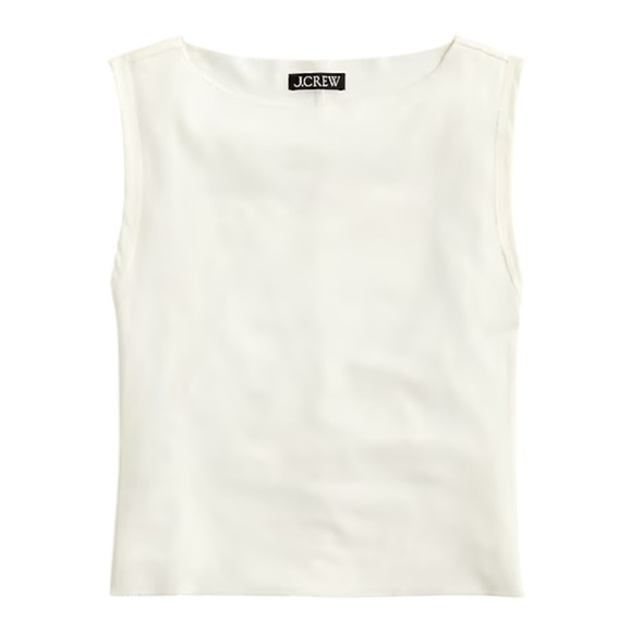 J. Crew Tops - J Crew Ivory Refined Rib Shell Tank Sleeveless Boat Neck Women Sz  L Jersey Knit